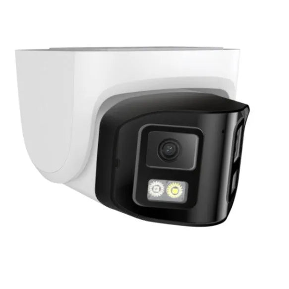 4MP dual-lens IP security camera with IP66 waterproof rating for indoor and outdoor surveillance