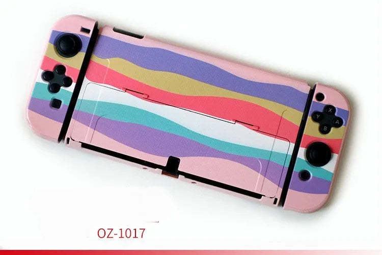 Nintendo Switch OLED hard protective case in decorative shell pattern with analogue caps