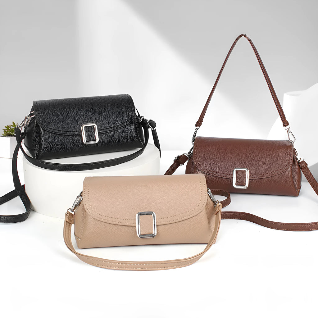 Women's PU leather shoulder handbag with crossbody strap in multiple colour options