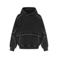 Loose fleece-lined cotton pullover sweatshirt in Dark Gray for men and women, front view