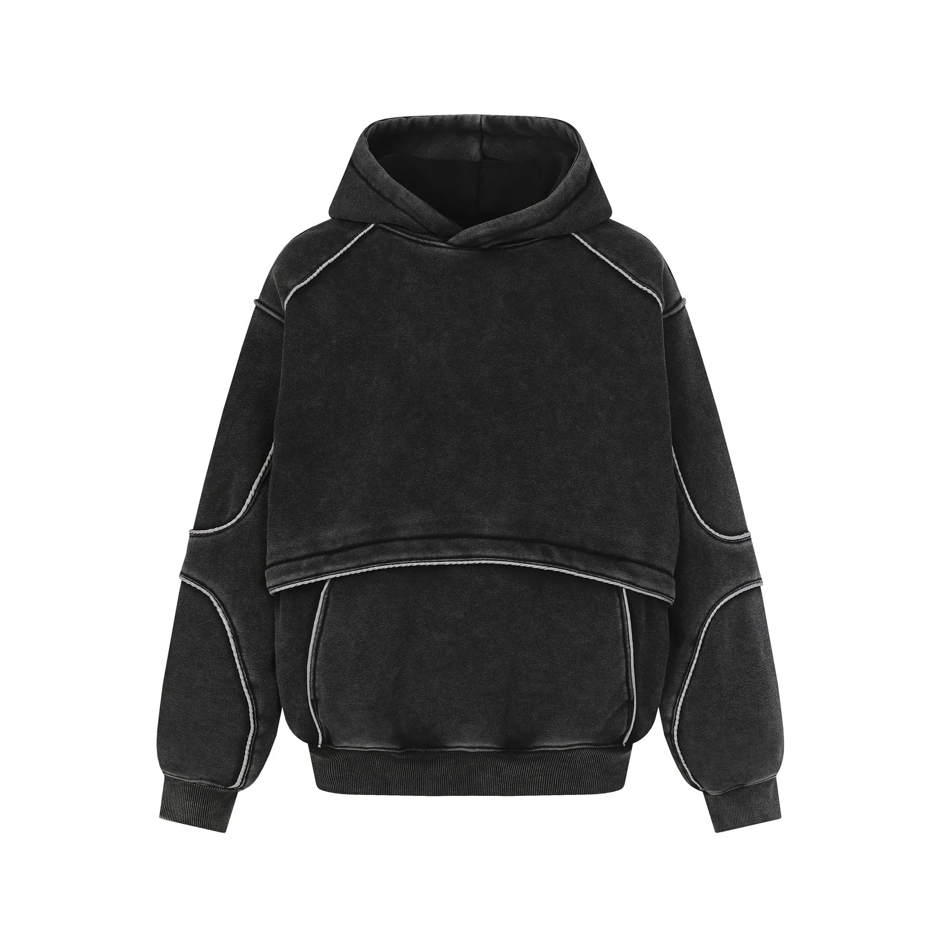 Loose fleece-lined cotton pullover sweatshirt in Dark Gray for men and women, front view