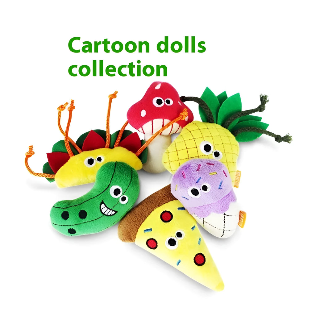 Soft plush catnip pillow toy in a pizza shape, a cat molar chew toy.