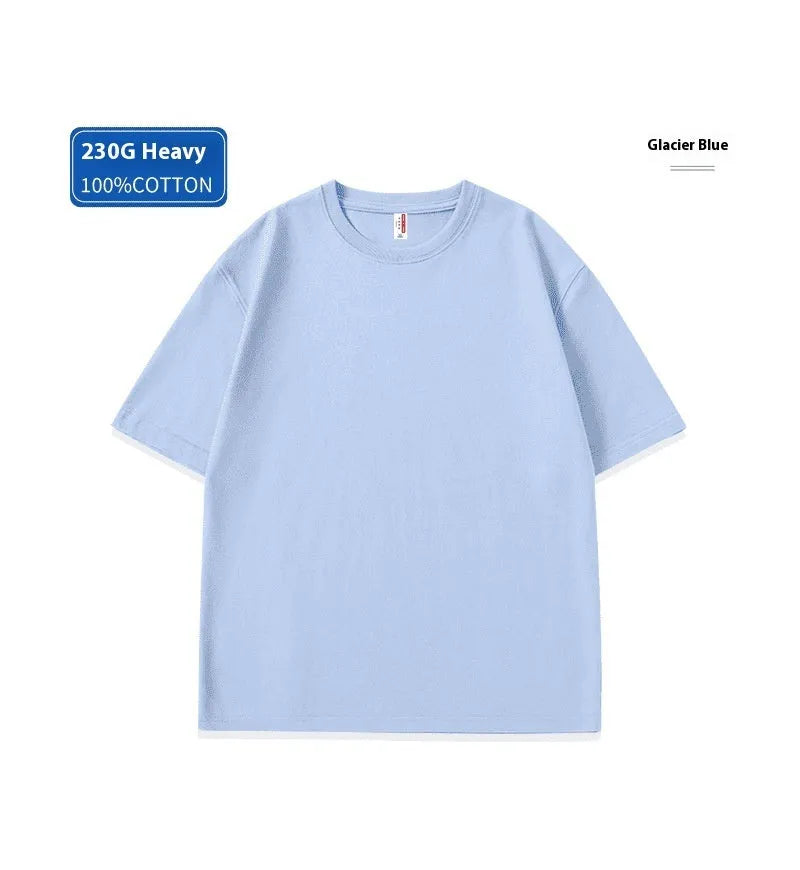 A heavy cotton loose-fit T-shirt for youth in a solid colour, shown in short sleeve pullover style.
