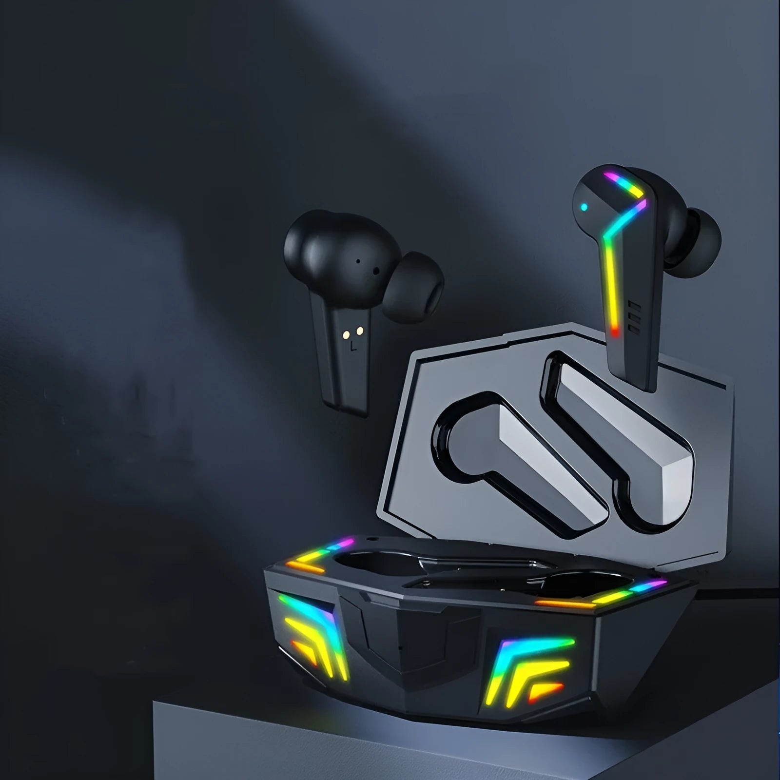Black low-latency Bluetooth sports headset for gaming with NFC and voice control.