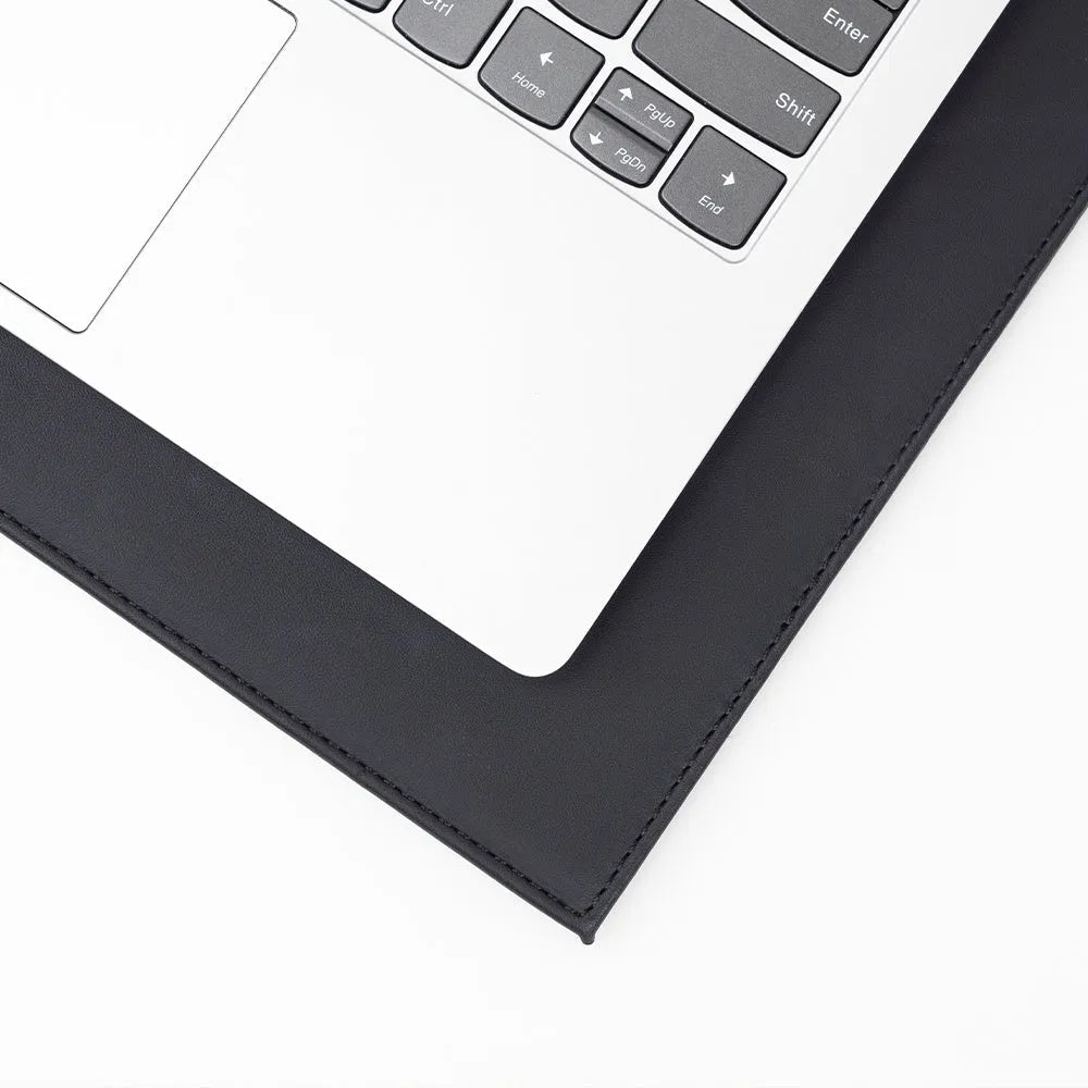 Durable heat-insulating tablet pad with anti-radiation printing in black, blue, green, and black gold colours.