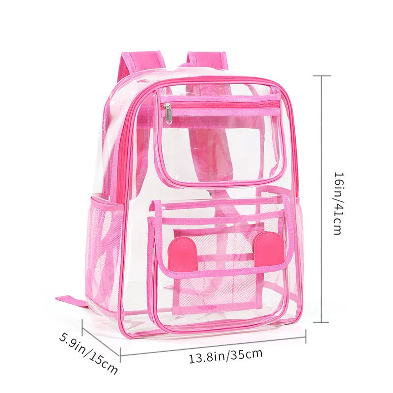 Transparent PVC large capacity outdoor travel backpack in various colour options