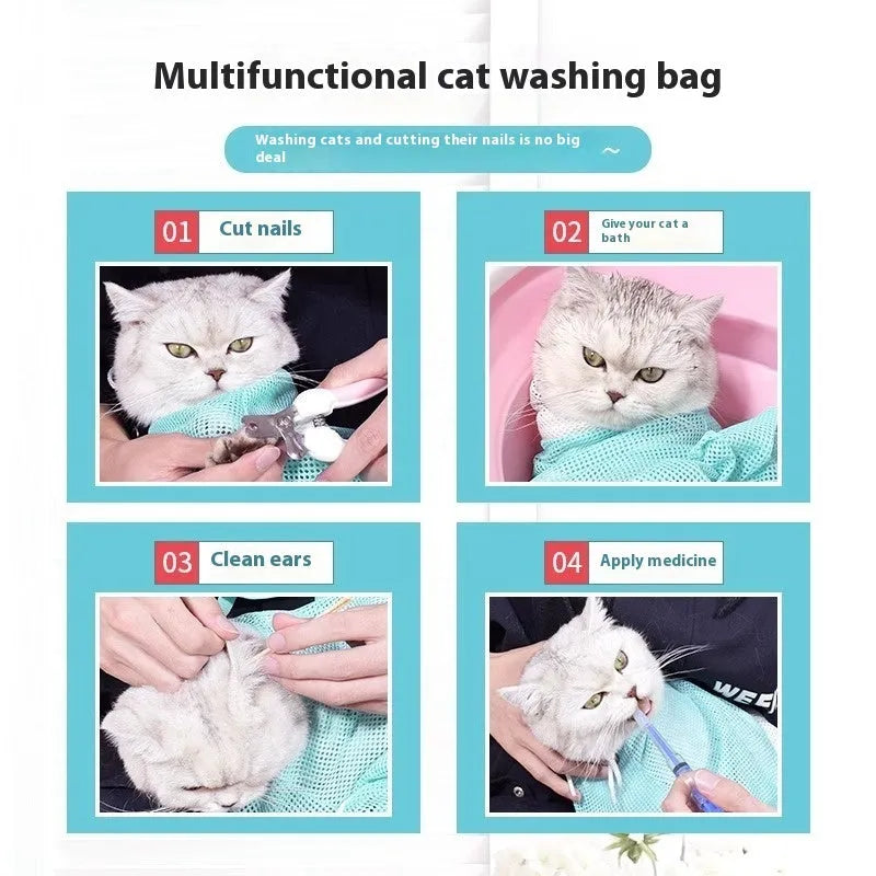 Fifth generation upgraded cat grooming bag with adjustable lift feature for pet bathing and nail trimming