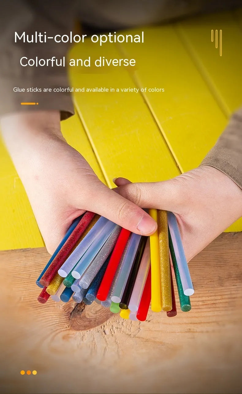 Transparent hot melt glue sticks in packaging, 55-piece set with 7mm diameter