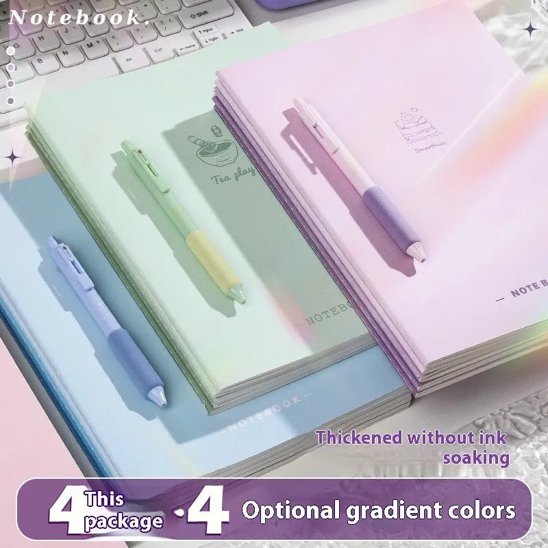 Four creative trend notebooks with paper cover in Dream on the Cloud, Cheese Grape, Flower Words, and Tea Fun designs