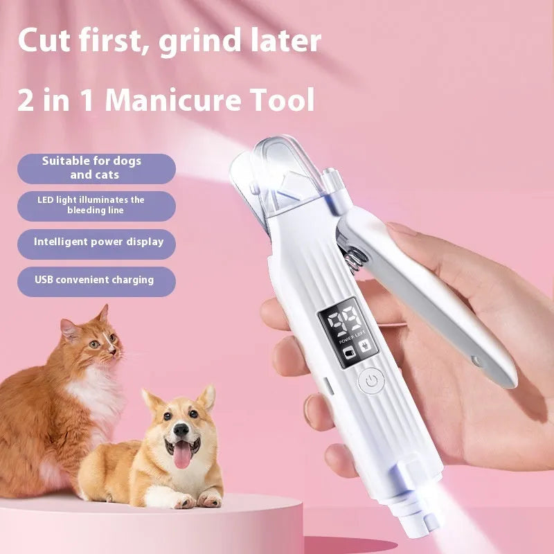 HZ8 White model rechargeable dog nail clipper made from white ABS plastic.