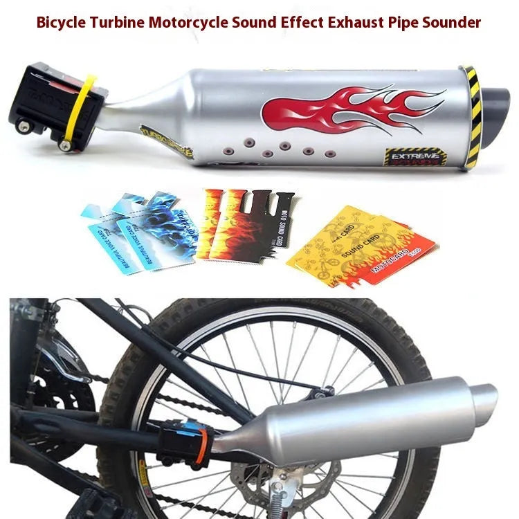 Motorcycle engine sound effect loudspeaker for bicycle bike, PE tube, 39cm packed size, with sound cards and bracket