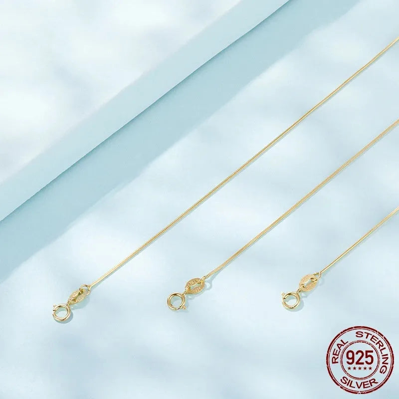 S925 sterling silver electroplated pendant necklace snake bones chain silver colour 45cm length