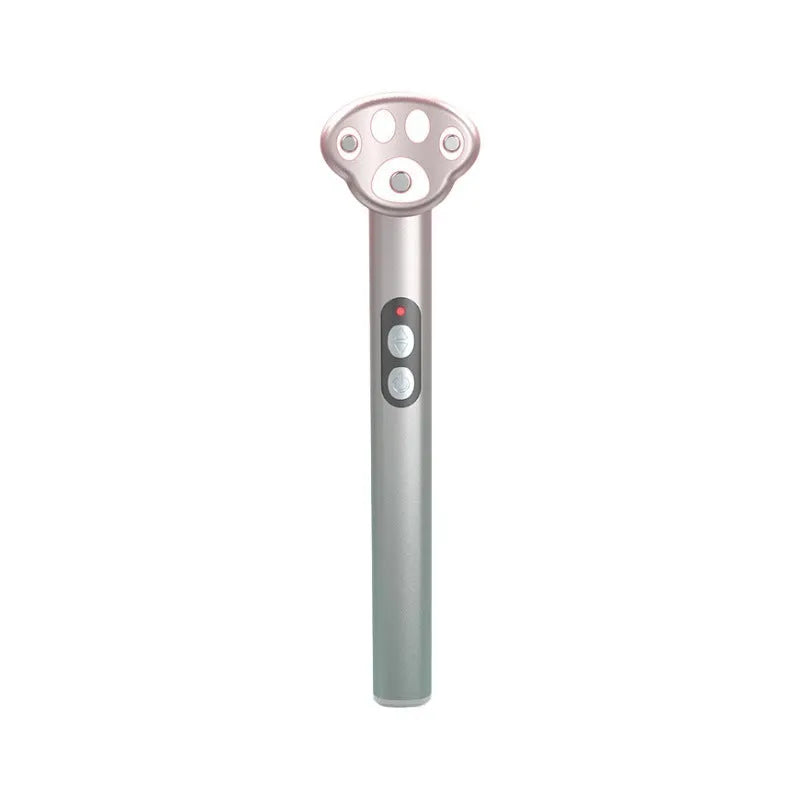 Gradient pink cat's paw shaped handheld micro-current eye and facial massager