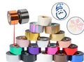 Roll of gold electrochemical aluminium hot stamping foil for leather and plastic branding.