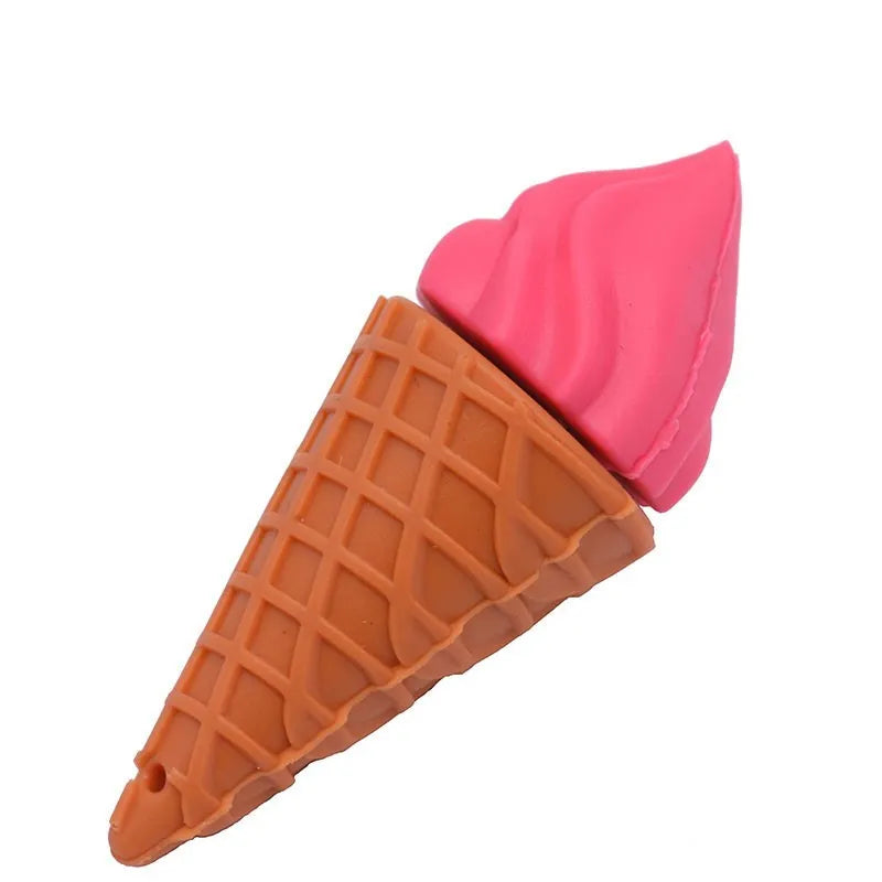 Mini ice cream-shaped USB flash drive on a white background, shown in pink colour options.