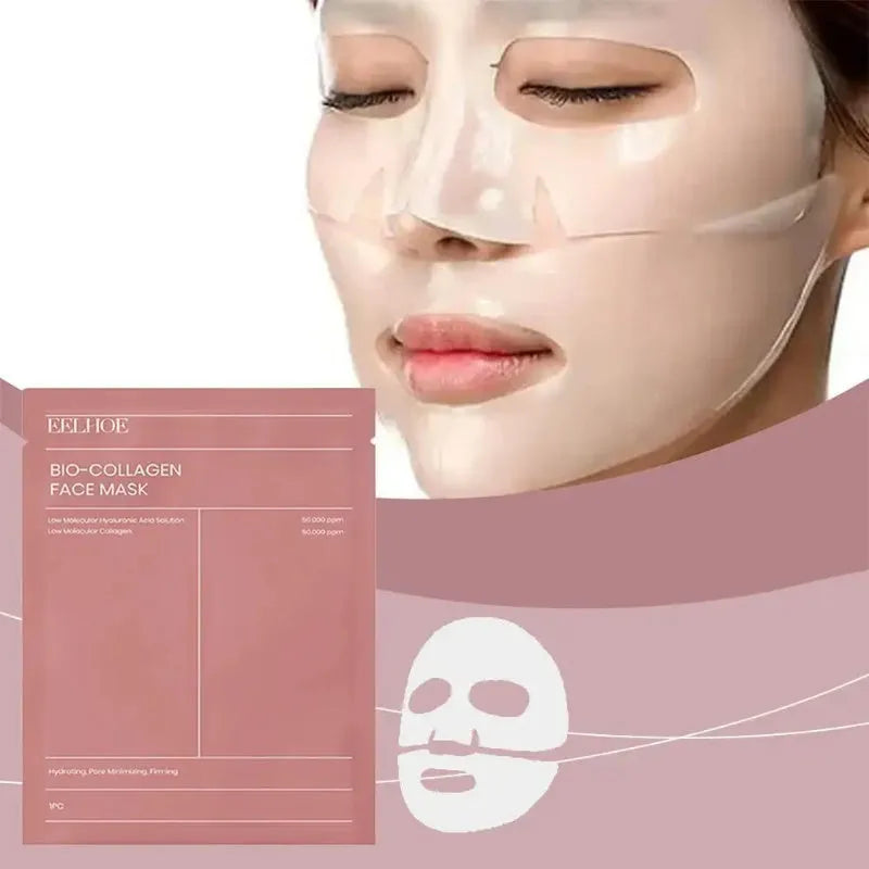 Collagen face mask sheet 34g for deep hydration firming and brightening in 4-piece box