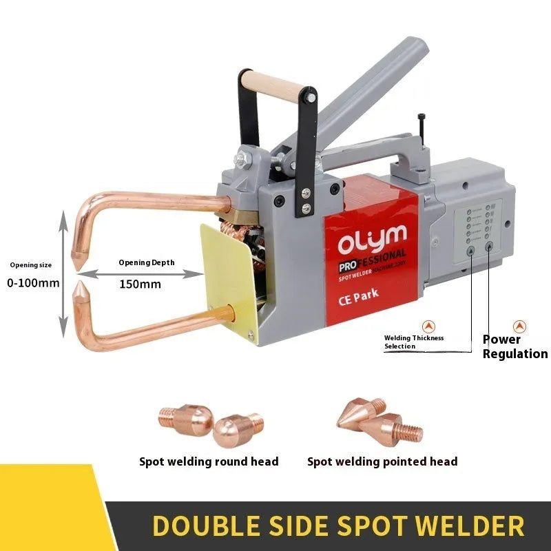 OL8000 manual double-sided spot welding machine with round and pointed welding heads