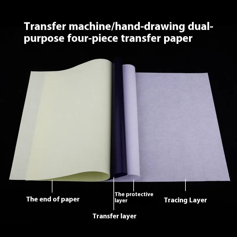 A4 quadruple copy tattoo transfer paper pack for hand drawing and machine stencils