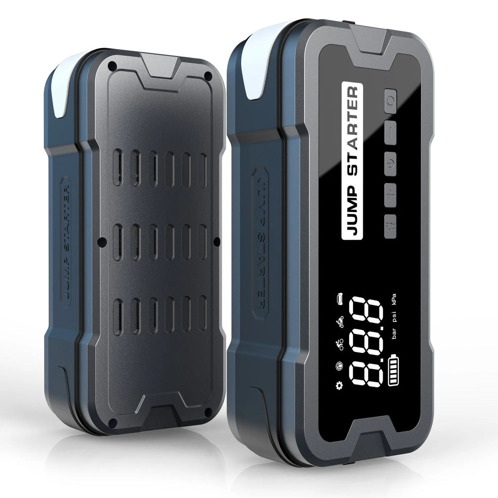 CY53 model black portable car jump starter power bank with digital screen and air hose