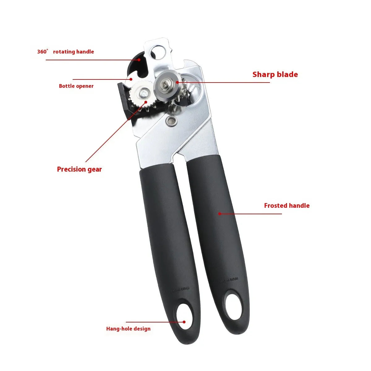 Black PP iron plating dual can and bottle opener 18.5 x 5 cm by Kitchen Tools Strong