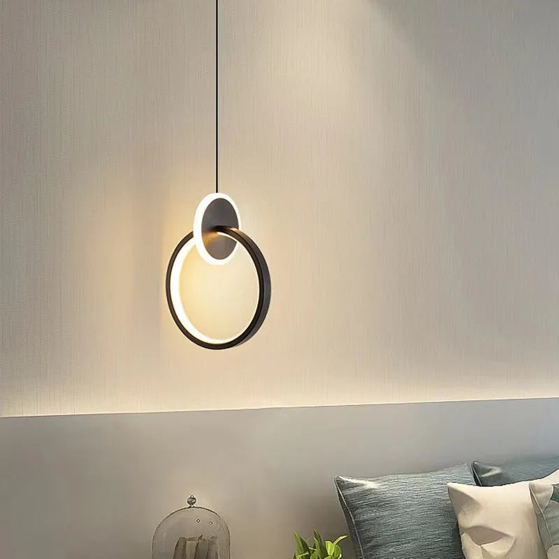 Nordic double ring fish chandelier pendant lamp in black aluminium alloy with LED light source