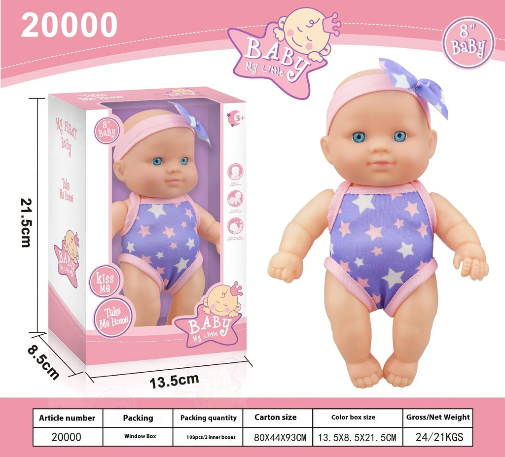Detailed vinyl simulation baby doll figurine collectible model in display pose