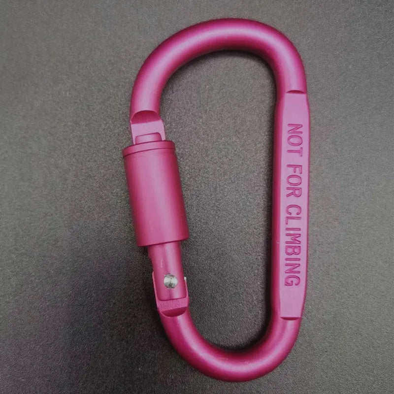 An 8cm D-shaped aluminium locking carabiner shown in a bright silver colour.