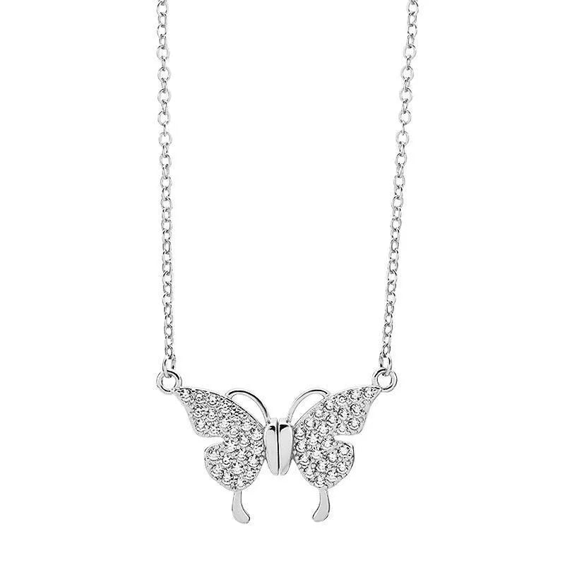 Gold magnetic snap butterfly clavicle necklace with twisted titanium steel chain