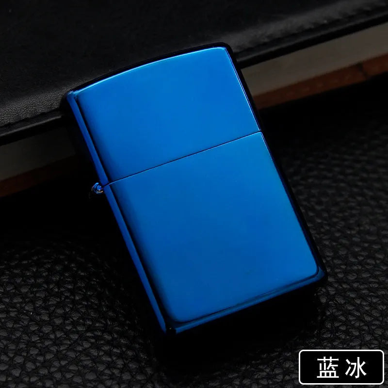 Bright chrome metal kerosene windproof lighter with modern simple style