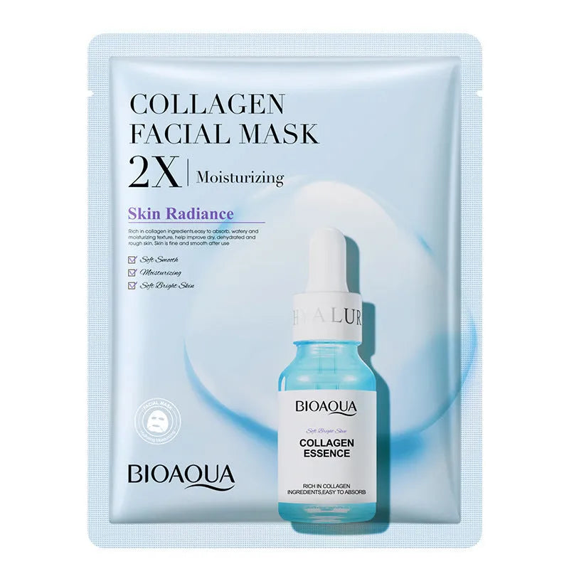 Collagen and hyaluronic acid face sheet mask set with 30g gel formula