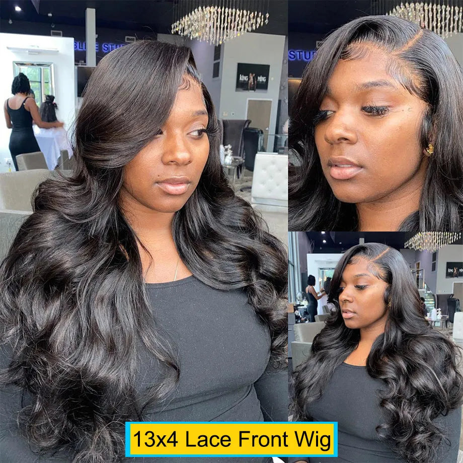 360 full lace frontal body wave human hair wig in natural colour 1b#, 150% density, 20 inch length