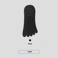 Men's five-finger invisible socks in modal fabric shown in black, white, grey, and khaki colours.