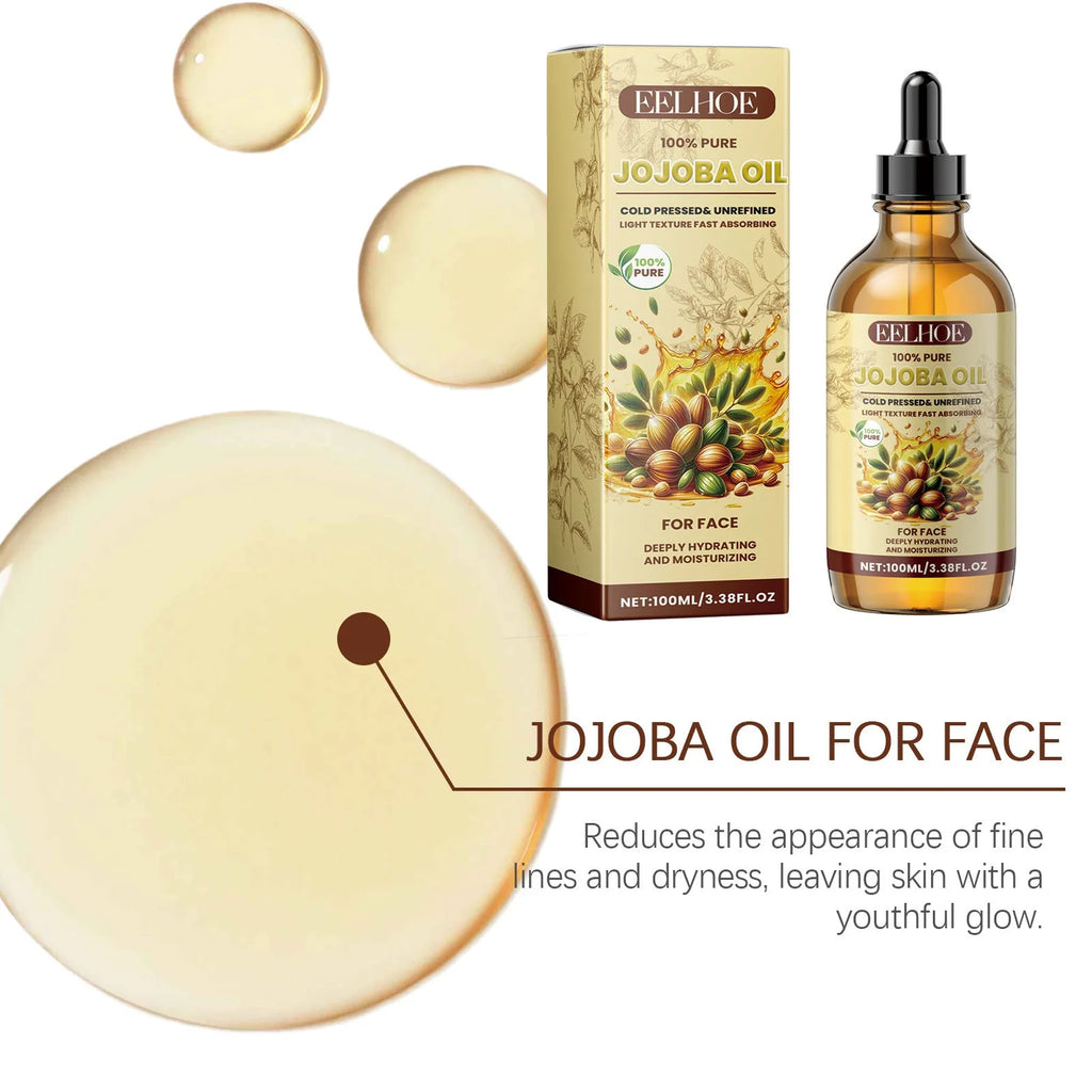 EELHOE Jojoba Face Oil 100ml bottle for facial moisturising brightening and firming skincare