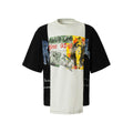 Black and white deconstruction printed cotton blend T-shirt with loose fit and streetwear styling