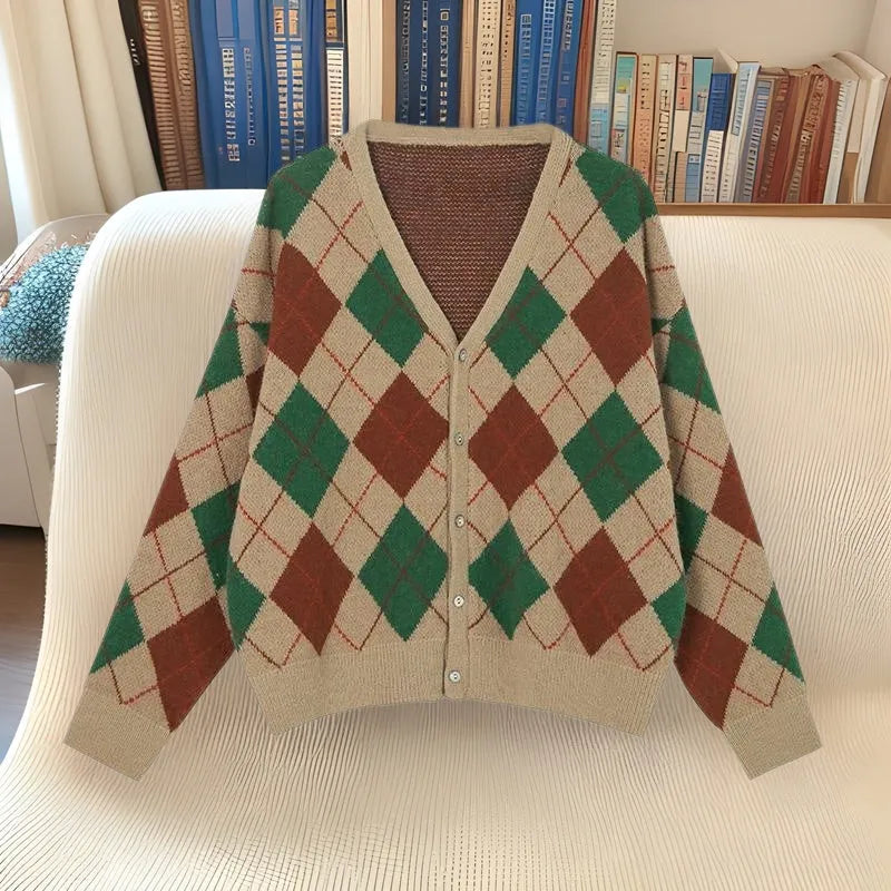 Women's knitted casual cardigan coat in pink green black light khaki dark khaki colours Japanese Korean style