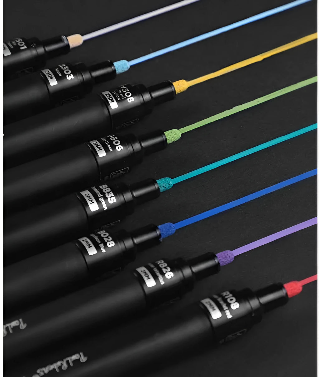 White acrylic marker pen with chisel tip for plastic surfaces and anime art highlighting