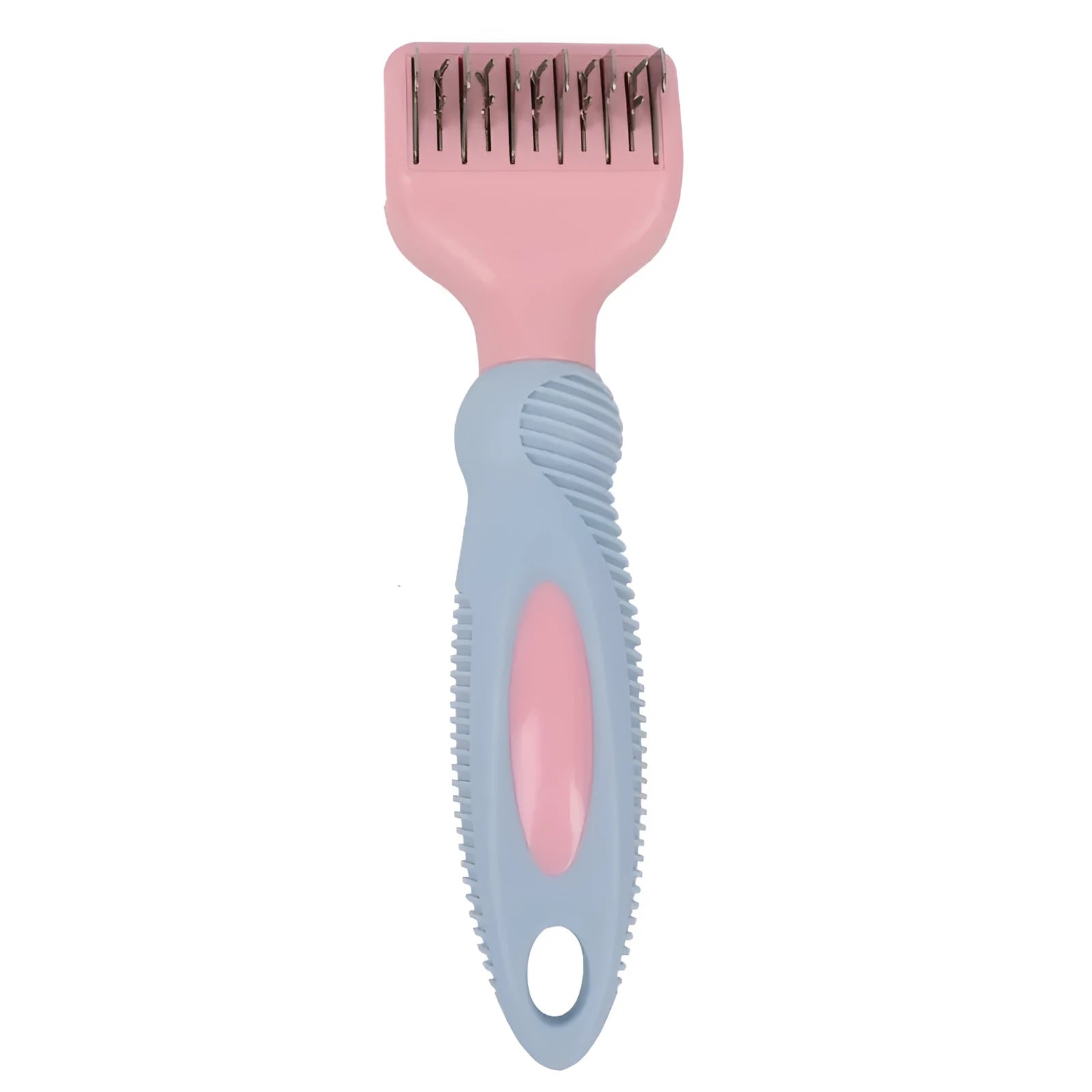 Stainless steel knot knife dog comb for pet grooming in pink or purple colour