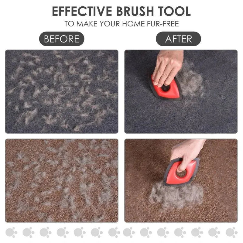 Silicone pet hair remover brush tool for carpet sofa and car seat cleaning in red, green, or black.
