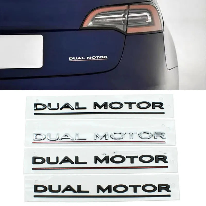 Tesla Model 3 Performance bumper sticker in ABS plastic with black and red stripes, shown at 19cm by 3cm.