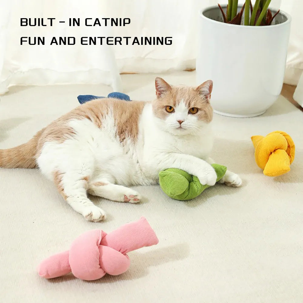 White knotted cotton rope dog toy for chewing and tug of war.