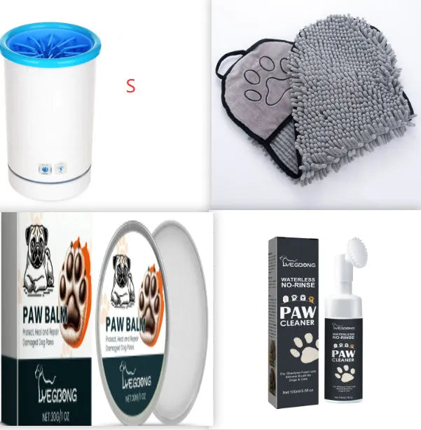 Automatic pet foot washing cup with silicone brushes in three sizes for dogs and cats