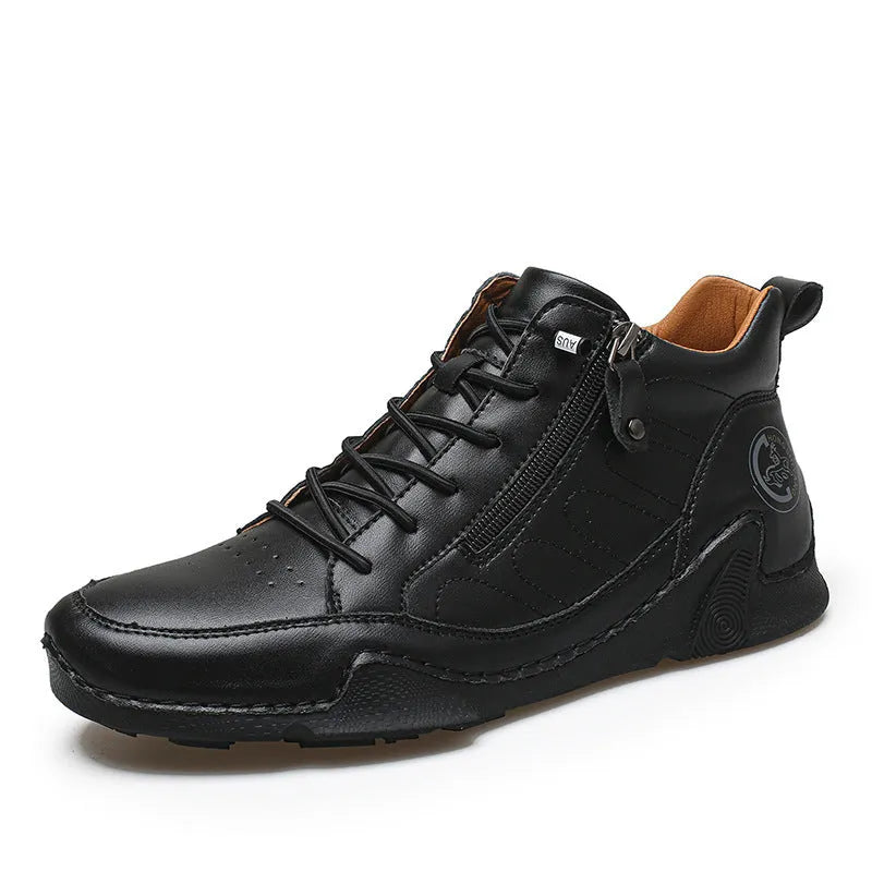 Men's casual ankle boots high top rubber sole lightweight shock absorption brown green black