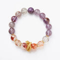 Purple cornucopia bracelet with nine purple crystals and zodiac animal design