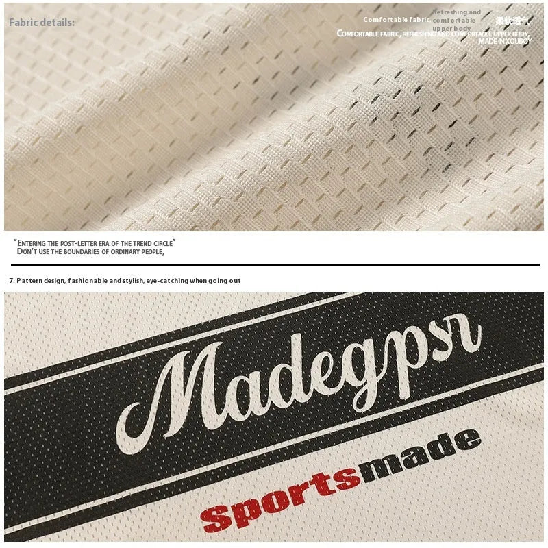 Apricot coloured V-neck sports jersey with letter pattern print and drop-shoulder sleeves