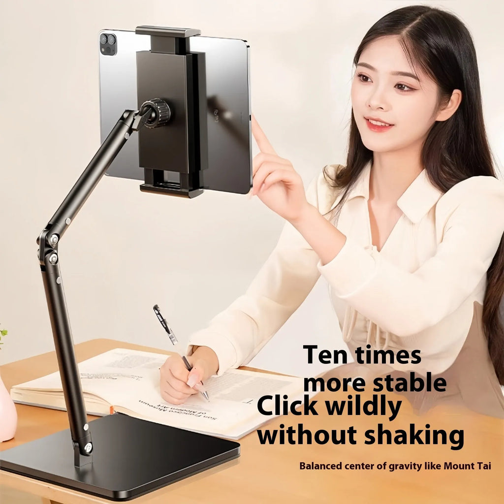 Alloy desktop phone bracket with square double arms and universal adjustment for mobile devices