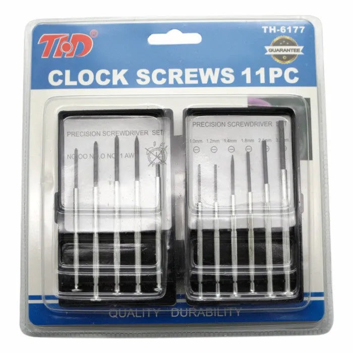 TH-6177 11-piece clock repair screwdriver set with cross and one-word heads