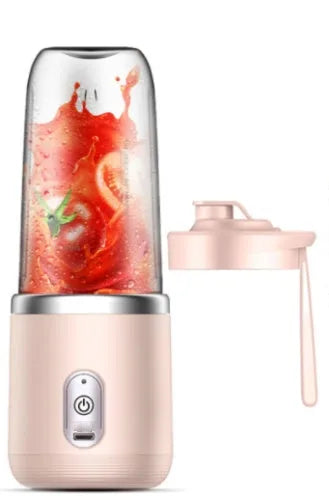 Portable blender juicer cup in Tunisian dark blue with USB cable, measuring 30cm tall