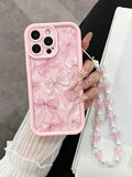 TPU phone case for iPhone with pink butterfly bracelet cartoon design protective cover