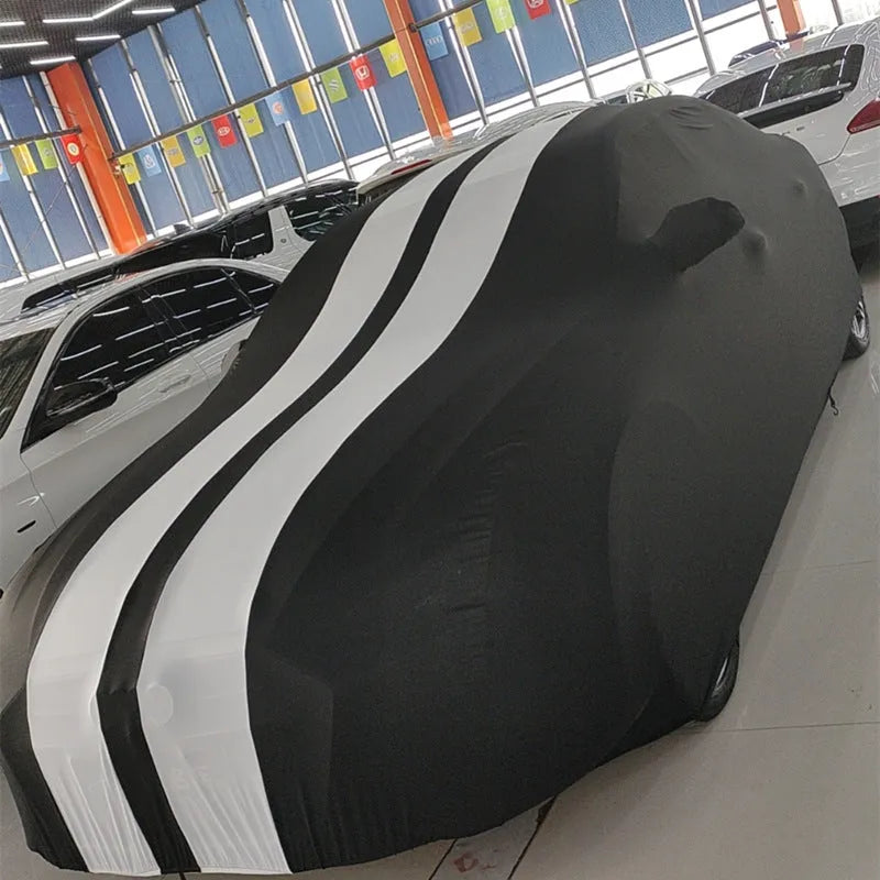 Elastic car cover for Ford Mustang vehicle in multiple colour options
