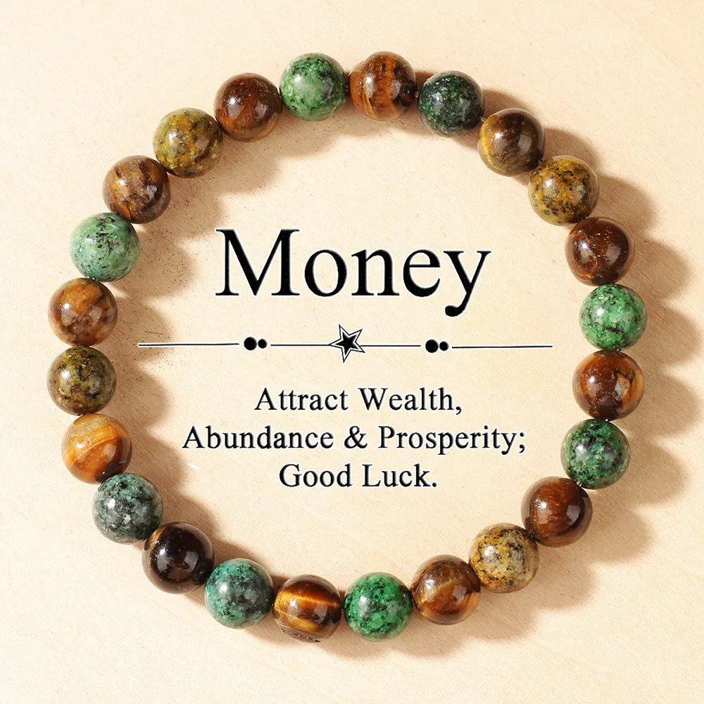 Handmade Tigereye fortune bracelet with natural stone and antique flower design in L1805 colour.